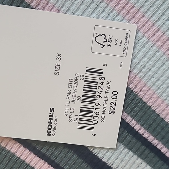 SO BRAND WOMENS PLUS JUNIOR SIZE SUMMER PINK STRIPED "WAFFLE" TANK SIZE … - Picture 4 of 15
